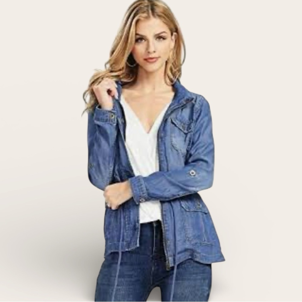 🌺BLACK LABEL C’EST TOI CHAMBRAY TENCEL ZIP-SNAP UP JACKET